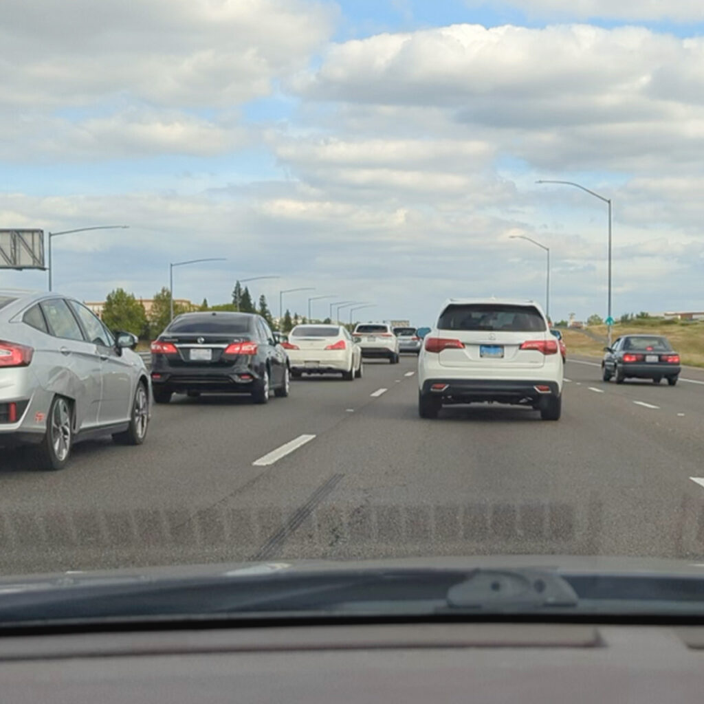 Traffic on a highway in Placer County.